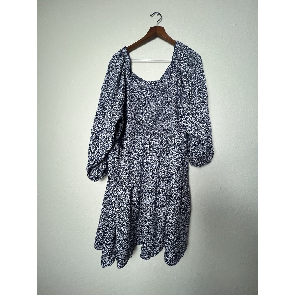 Old Navy Mini Swing Dress 4X Blue Floral Bloomcore Cottagecore Peasant‎ Boho - Picture 8 of 10